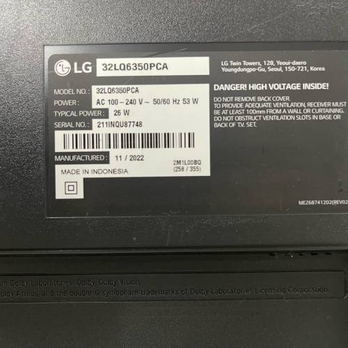 新款LG 32吋 32inch 32LQ6350 AI THINQ HDR Smart TV