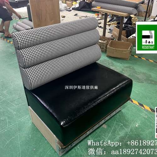 訂製梳化尺寸，人造皮拼接布藝梳化，造型梳化，訂製餐廳卡座梳化，訂造長條卡位沙發...