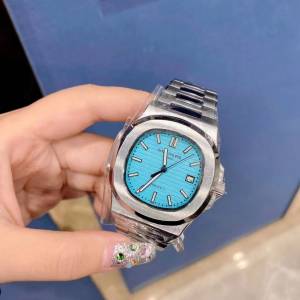 PATEK PHILIPPE百達翡麗蒂芙尼聯名鸚鵡螺男女同款瑞表40mm藍色錶盤不銹鋼錶殼不銹鋼...