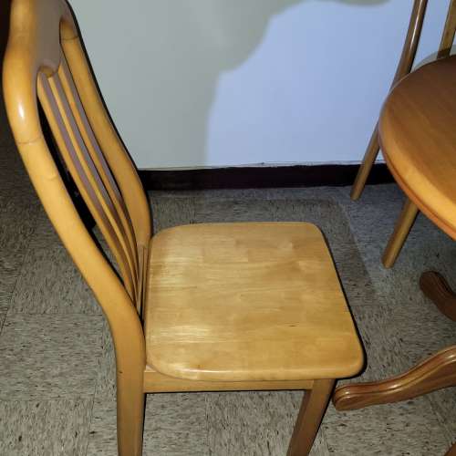 實木 圓形 伸縮可延長餐桌 長方形椅 飯枱櫈 組合套裝 80cm 1桌 連 4椅 上門自取 道...