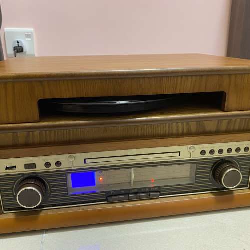 全新國產黑膠唱盤 可播黑膠/CD/mp3 有收音機功能 外型復古