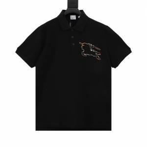 Burberry/巴寶莉  格紋镂空戰馬短袖POLO衫