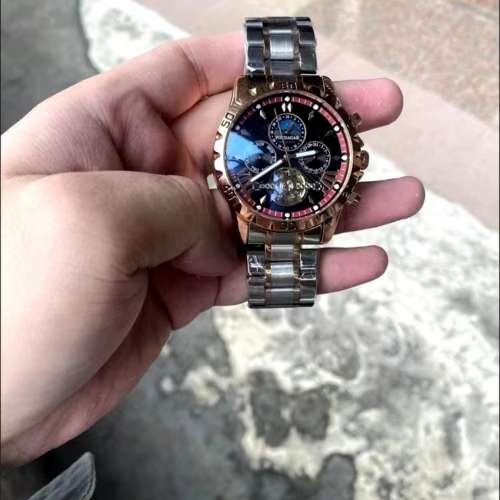 2024新款瑞士防水夜光雙日曆男士全自動機械手錶高檔商務鏤空腕錶