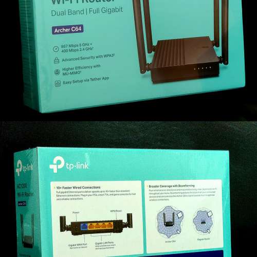 TP-Link Archer C64 AC1200 雙頻千兆 Wi-Fi 路由器 香港行貨