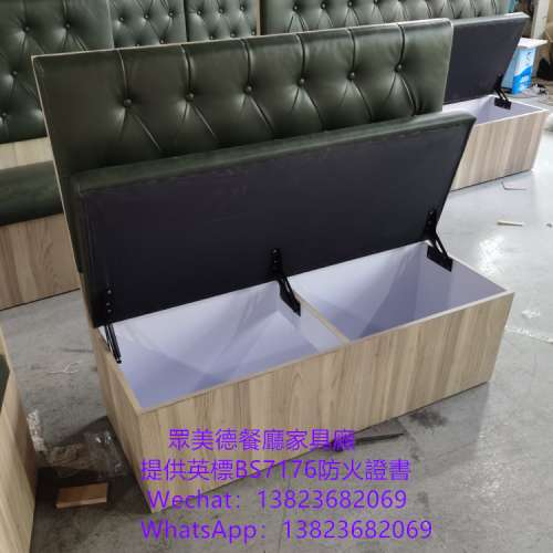 阻燃卡位梳化,卡位座椅沙發訂製,飯廳長條卡位梳化,阻燃海綿皮革梳化卡位,香港英標阻...