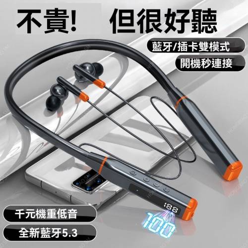 BNR藍牙耳機防水適用於蘋果華為安卓掛脖式