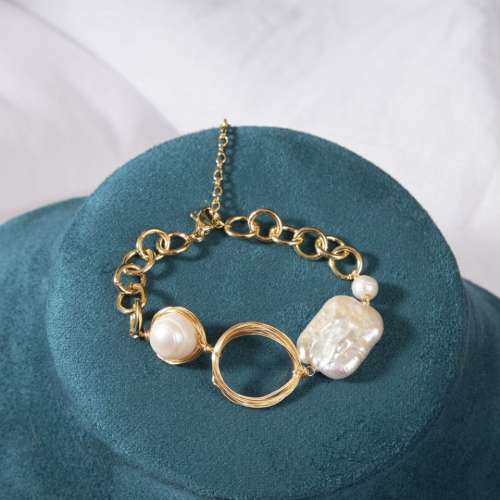 复古手链高级感巴洛克天然珍珠手镯