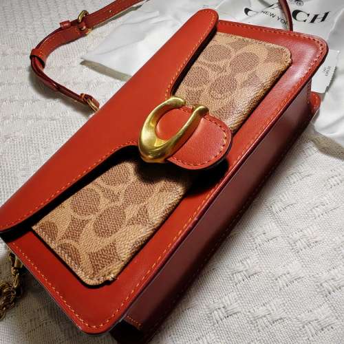 COACH蔻馳 Tabby 26 珠鏈拉鍊搭扣 皮革 腋下包斜挎包單肩包 中號 女款 紅鏽色