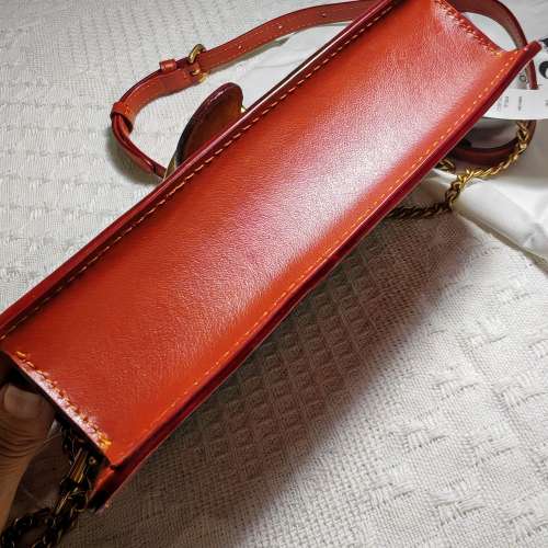 COACH蔻馳 Tabby 26 珠鏈拉鍊搭扣 皮革 腋下包斜挎包單肩包 中號 女款 紅鏽色