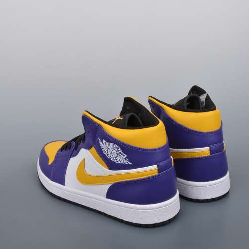 Air Jordan 1 Mid 紫黃白湖人