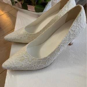 婚紗鞋（38~39碼） 結婚物資 白色 lace wedding 白色