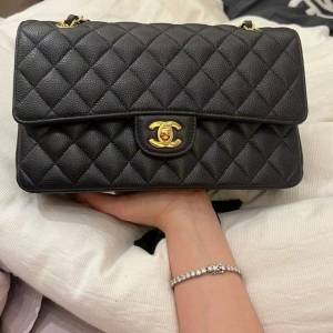 Chanel Classic Flap medium 25cm handbag ghw 黑色金扣