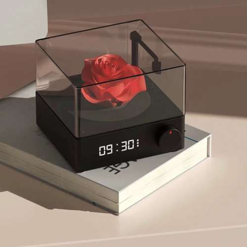 X11 音箱 永生花玫瑰系列 數字時鐘 可轉動 桌面擺件 高顏值 多播放模式
