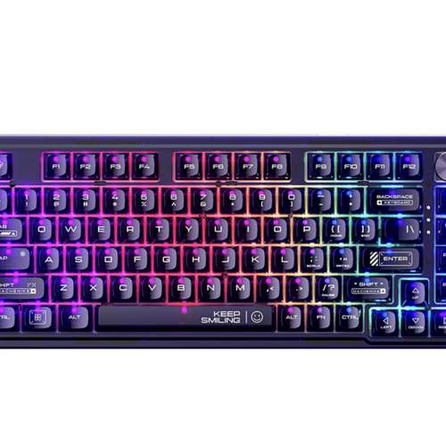 K500F 有線 81鍵 客製化機械鍵盤 電競遊戲 碼字 全透明Gasket結構 16種RGB燈效 快捷...