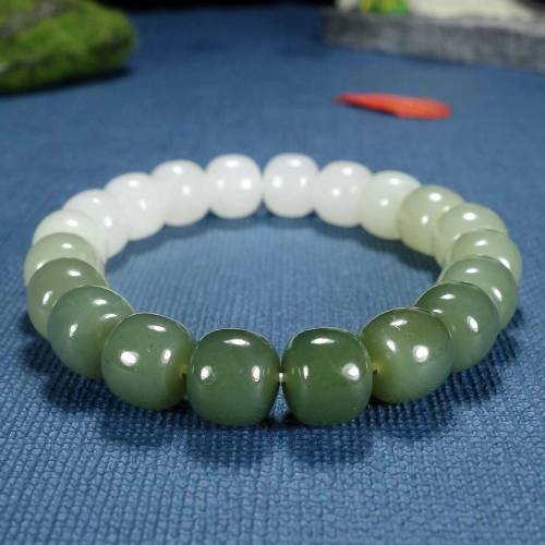 天然和田玉老型珠手串玉石渐变色简约女士手链