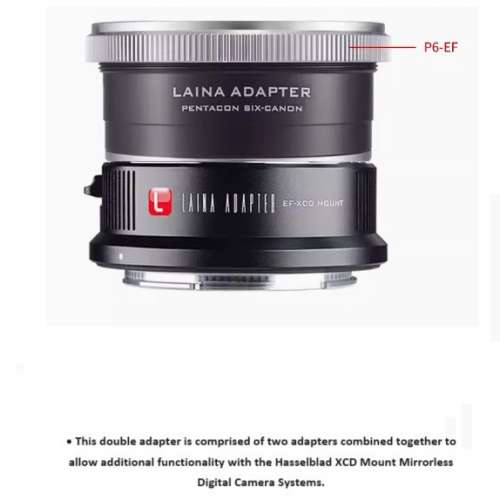 Pentacon Six P6 Lens and Canon EOS (EF / EF-S) D/SLR Lens To Hasselblad XCD