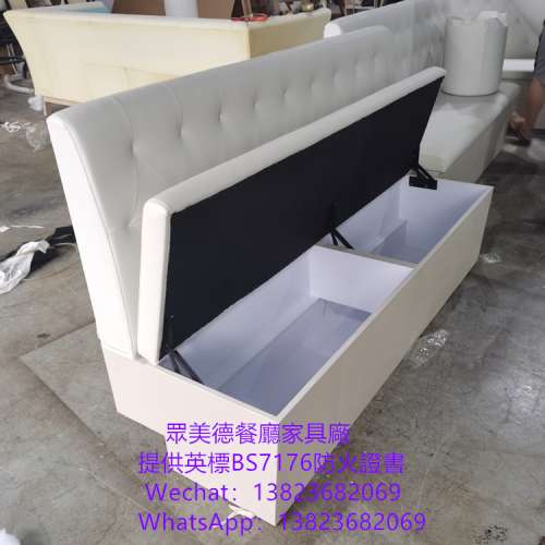 餐飲店梳化沙發訂製,可做個性形狀缺口沙發訂做,防火皮革儲物櫃梳化沙發訂造廠家