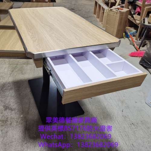 岩板抽屜餐枱訂製,港式餐廳餐檯訂做,四人位抽屜儲物餐桌枱子訂造廠家