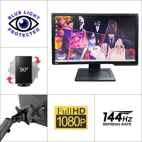 24" BenQ XL2411-B 電競｜1080P 144Hz ⚠️DVI 先出到 144Hz⚠️【✔可掛牆+可打直+...