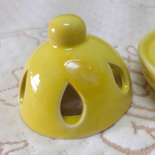 全新陶瓷 香熏 塔香香爐 塔香爐 錐香爐 陶瓷香薰爐 精油爐 香精爐 (黃色)