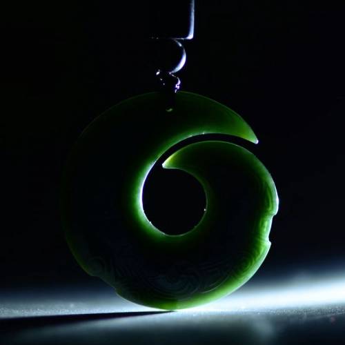 正品和田玉青玉时来运转玉石吊坠男女转运玉玦复古古风回纹项链