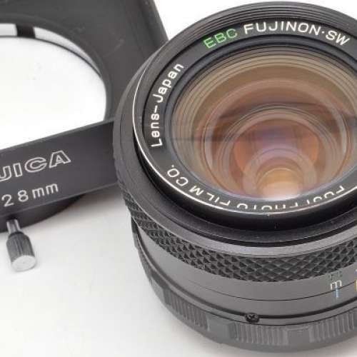 M42 EBC Fujinon SW 28mm f3.5 富士廣角鏡 連原裝 Fujica Hood 方形金屬遮光罩