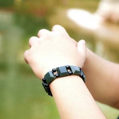 正品和田玉手链男女款天然青玉手链正方形手串手排宽边玉片送证书