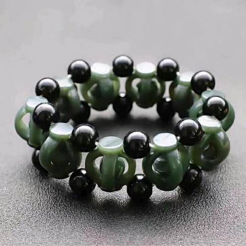 【附带证书】新疆和田玉时来运转四方来财青玉手链男士手镯