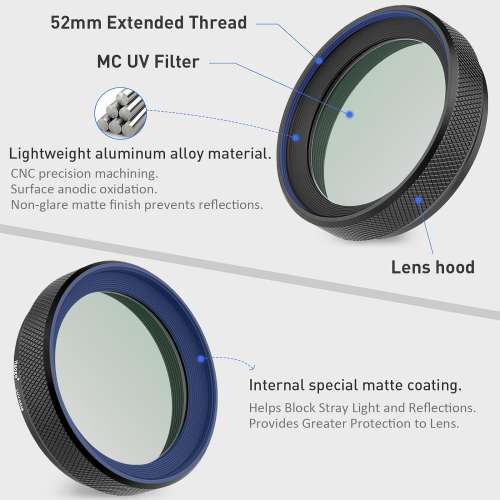 Haoge LUV-X54B Metal Lens Hood with MC UV For Fujifilm Fuji X100VI / X100V