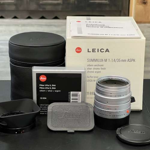 Leica Summilux-M 35mm F1.4 ASPH. Silver lens 11883 full packing with UVa filter