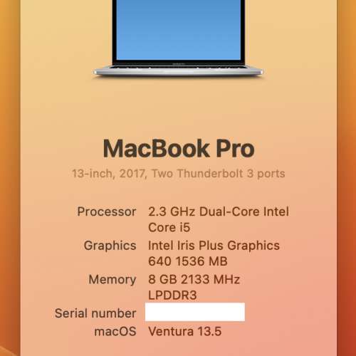 Macbook Pro 2017 (i5/8/128) 銀色