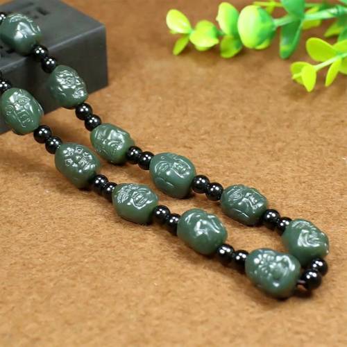 玉项链和田玉男士款青玉十八罗汉项链挂玉吊坠的链子大气玉坠绳