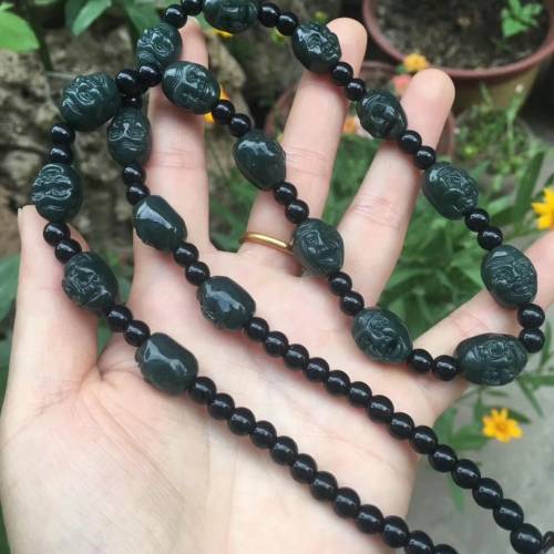 玉项链和田玉男士款青玉十八罗汉项链挂玉吊坠的链子大气玉坠绳