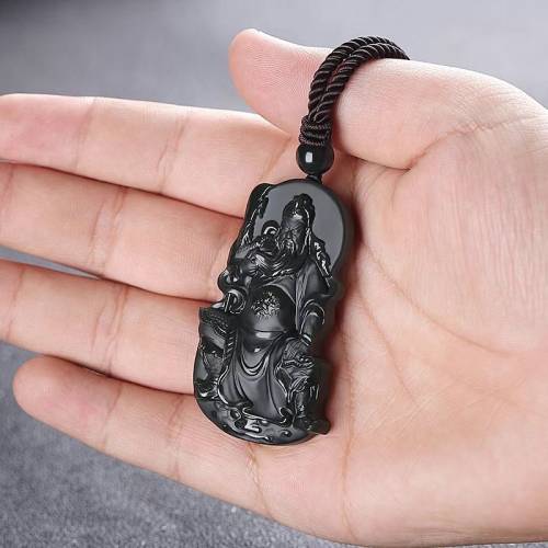 新款新疆和田玉塔青一细料关公吊坠男霸气关羽玉佩招财武财神玉牌