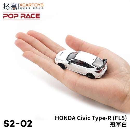 POPRACE1/64合金汽车模型玩具 Honda Civic Type-R(FL5)冠军白