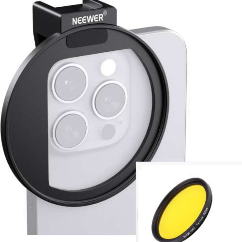 RISE(UK) Filter Yellow With Neewer 67mm Phone Filter Mount 濾鏡連手機夾