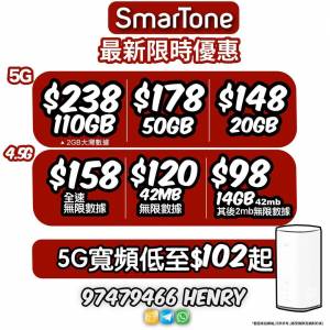 Smartone 數碼通  消費者首選5G網絡NO.1