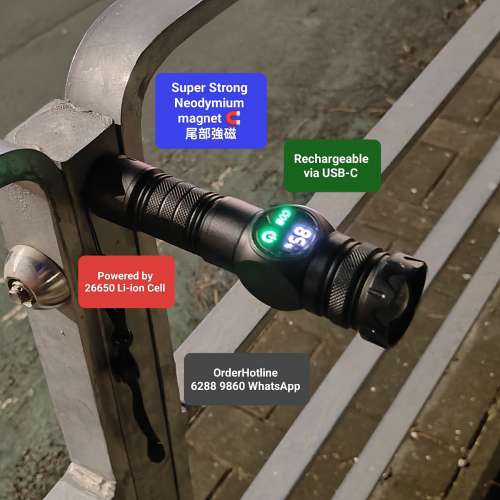 可變焦極強白激光電筒.USB直接充電(配26650鋰電5200mAh). Zoomable Flashlight 🔦 ...