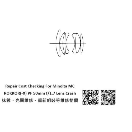 Repair Cost Checking For Minolta MC 50mm f/1.7 Lens Crash 抹鏡、光圈維修