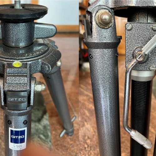 USED 90% New GITZO G505 4節鋁三腳架 + 中心桿 G528 + G449腳架頂蓋冚 HK$1300