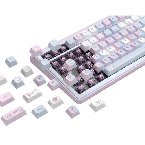 FOPATO H98無線機械鍵盤 三模熱拔插 遊戲辦公鍵盤Gasket結構 暮山紫軸 夏日晴空