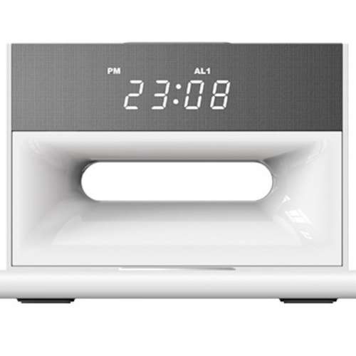 N102無線充電器15 W桌面多功能無線充五合一帶藍牙音箱彩燈鬧鐘時鐘一體設計安全快充...