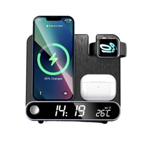 BY Z 2024款鬧鐘三合一無線充電器15 W時鐘帶溫度計