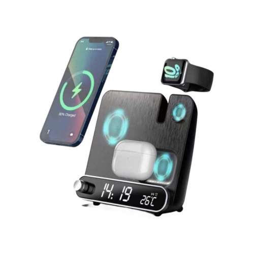 BY Z 2024款鬧鐘三合一無線充電器15 W時鐘帶溫度計