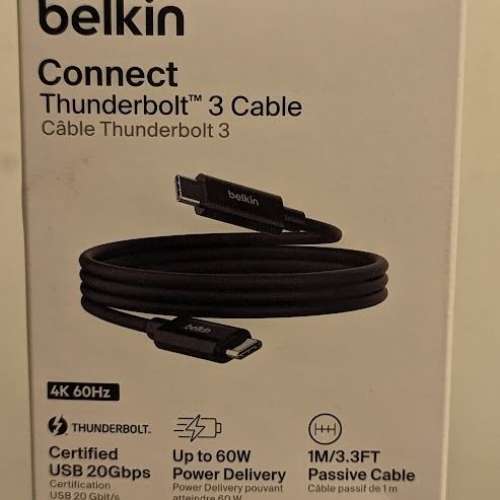 Belkin Connect Thunderbolt 3 連接線 全新有單 原價238