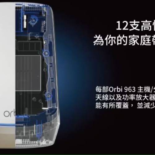 NETGEAR Orbi RBRE960 Mesh WiFi 6E 四頻無線 路由器（1件裝）（2件裝5千）