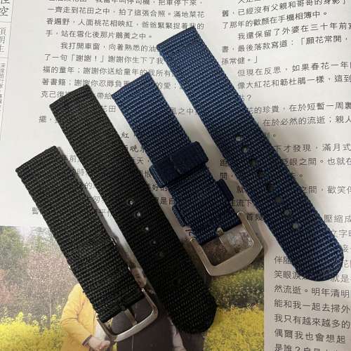 20mm 全新黑色藍色超級厚肉尼龍錶帶