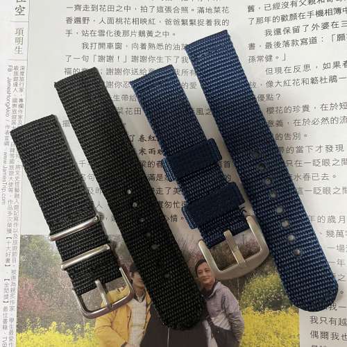 20mm 全新黑色藍色超級厚肉尼龍錶帶