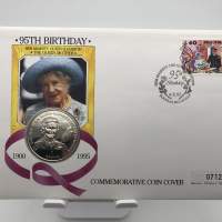 曼島95TH BIRTHDAY COMMEMORATIVE COIN WITH STAMP COVER