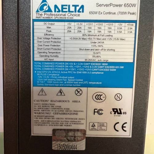 Delta 650w 80plus 火牛